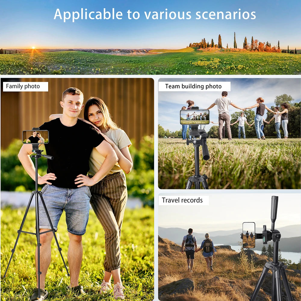 A 51 Inch Adjustable Travel Video Tripod, Mobile And Camera Tripod, Portable And Convenient, With Mobile Editing, Suitable For Meeting Recording And Outdoor Gift Live Streaming, DIY Fill Light, Widely