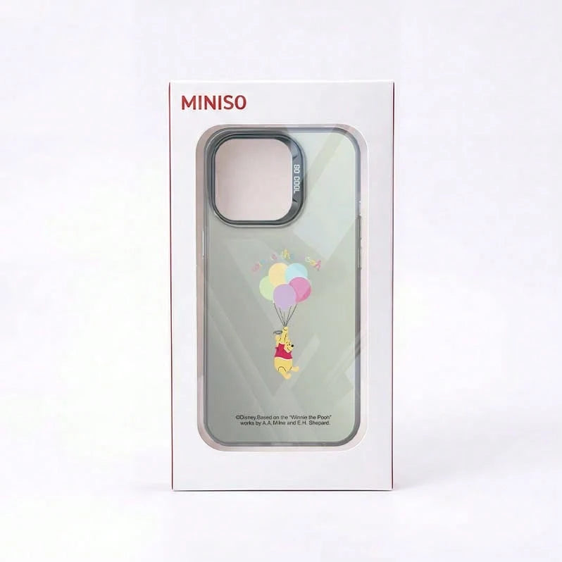A Minimalist Unisex Black Phone Case With A Disney Winnie The Pooh Design, Made Of TPU In A Silver Finish. Comfortable To The Touch, Matte Finish, Cute And Exquisite, Balloon-Themed, Instagram-Worthy