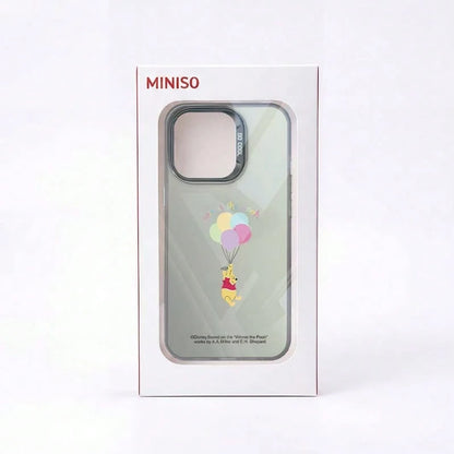 A Minimalist Unisex Black Phone Case With A Disney Winnie The Pooh Design, Made Of TPU In A Silver Finish. Comfortable To The Touch, Matte Finish, Cute And Exquisite, Balloon-Themed, Instagram-Worthy