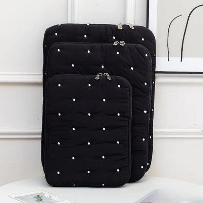 A New Embroidered Polka Dot Laptop Sleeve, Suitable For Use As A Tablet Case, Inner Pouch, And Laptop Compartment. It Features A Fashionable, Minimalist, And Fresh Style, Complemented By The Embroider