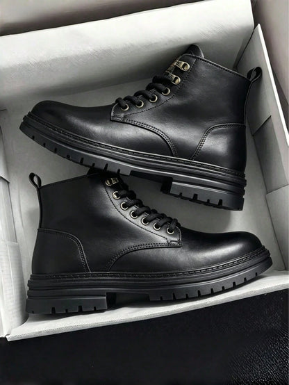 A Pair Street Lace Up Zipper Men's Boots Outdoor All-Seasnos Men's Short Boots