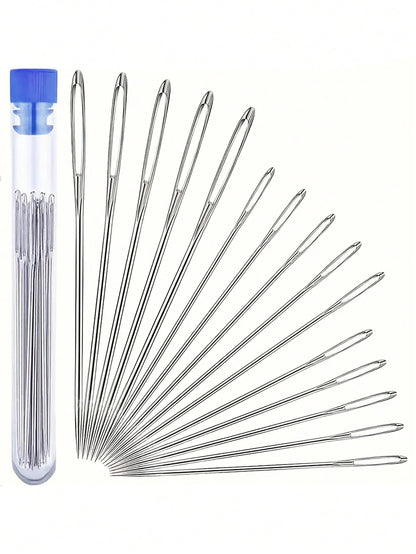 A Set Of 15/30 Large-Eye Sewing Needles, Suitable For Home Use, Hand Sewing, Quilting For The Elderly, With Large Holes For Easy Threading, Suitable For Fine Embroidery And Cross-Stitching Back To Sch