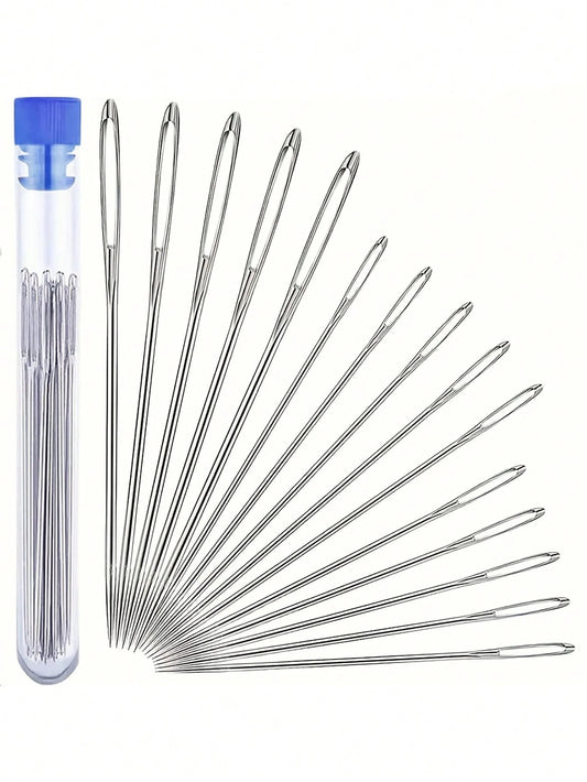 A Set Of 15/30 Large-Eye Sewing Needles, Suitable For Home Use, Hand Sewing, Quilting For The Elderly, With Large Holes For Easy Threading, Suitable For Fine Embroidery And Cross-Stitching Back To Sch