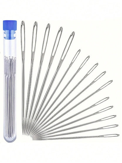 A Set Of 15/30 Large-Eye Sewing Needles, Suitable For Home Use, Hand Sewing, Quilting For The Elderly, With Large Holes For Easy Threading, Suitable For Fine Embroidery And Cross-Stitching Back To Sch