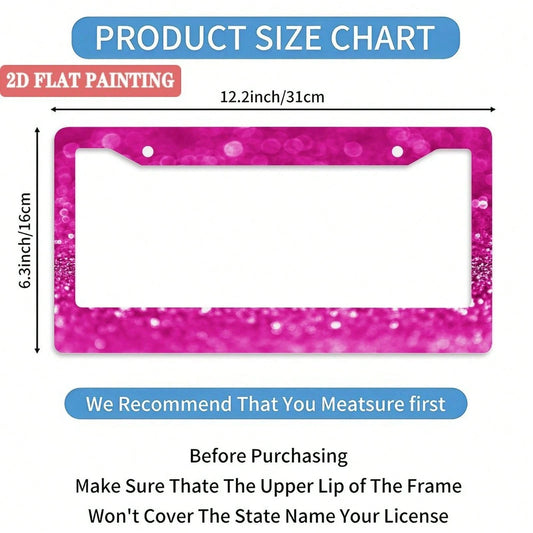 A Sturdy License Plate Frame, Rust-Proof And Adorned With Pink Sequins.Perfect For Front And Rear Plates, Easy To Install, Dimensions Are 6.3inch X 12.2inch (Compatible With The US And Canada)