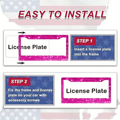 A Sturdy License Plate Frame, Rust-Proof And Adorned With Pink Sequins.Perfect For Front And Rear Plates, Easy To Install, Dimensions Are 6.3inch X 12.2inch (Compatible With The US And Canada)