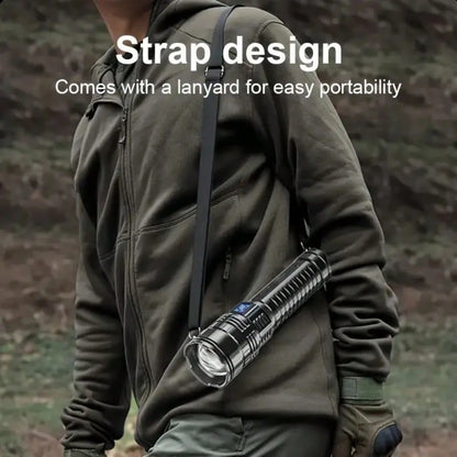 A Super- Bright LED Flashlight. This Is A Rechargeable P70 Handheld Flashlight With A 4500mah Battery, Featuring Adjustable Focus, Long- Lasting Battery Life, Fast- Charging Function, An Aluminum