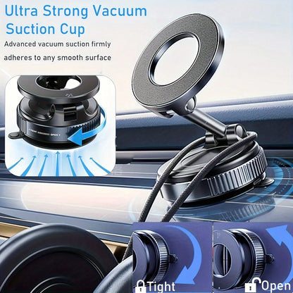 Adjustable Adhesive Car Dashboard Car Phone Holder 360° Rotating Magnetic Phone Holder, Foldable And Retractable, ABS Material, Not Waterproof, Suitable For Car/Shower/Travel/Gym/Smooth Mirror, Phone