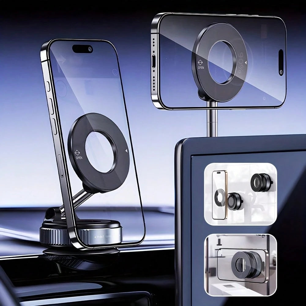 Adjustable Adhesive Car Dashboard Car Phone Holder 360° Rotating Magnetic Phone Holder, Foldable And Retractable, ABS Material, Not Waterproof, Suitable For Car/Shower/Travel/Gym/Smooth Mirror, Phone