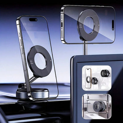 Adjustable Adhesive Car Dashboard Car Phone Holder 360° Rotating Magnetic Phone Holder, Foldable And Retractable, ABS Material, Not Waterproof, Suitable For Car/Shower/Travel/Gym/Smooth Mirror, Phone
