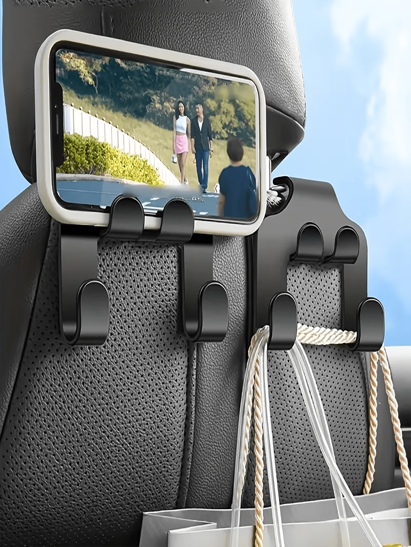 Adjustable Car Seat Back Hook, Phone Holder, Multi-Function Car Headrest Hook- Suitable For Phones, Wallets, Bags, Keys- Handheld Smart Phone Holder For Fixing Backseat Items. Car Accessories/Car St