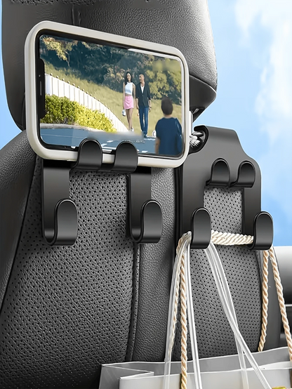 Adjustable Car Seat Back Hook, Phone Holder, Multi-Function Car Headrest Hook- Suitable For Phones, Wallets, Bags, Keys- Handheld Smart Phone Holder For Fixing Backseat Items. Car Accessories/Car St