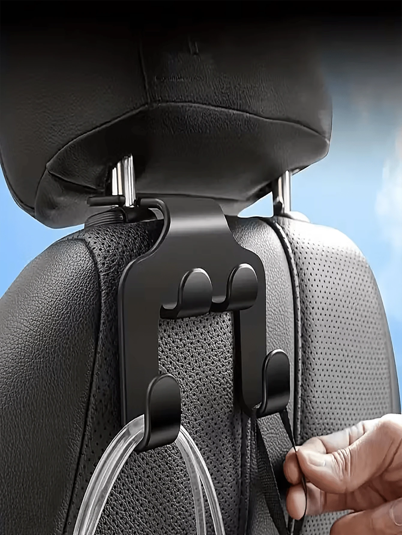 Adjustable Car Seat Back Hook, Phone Holder, Multi-Function Car Headrest Hook- Suitable For Phones, Wallets, Bags, Keys- Handheld Smart Phone Holder For Fixing Backseat Items. Car Accessories/Car St