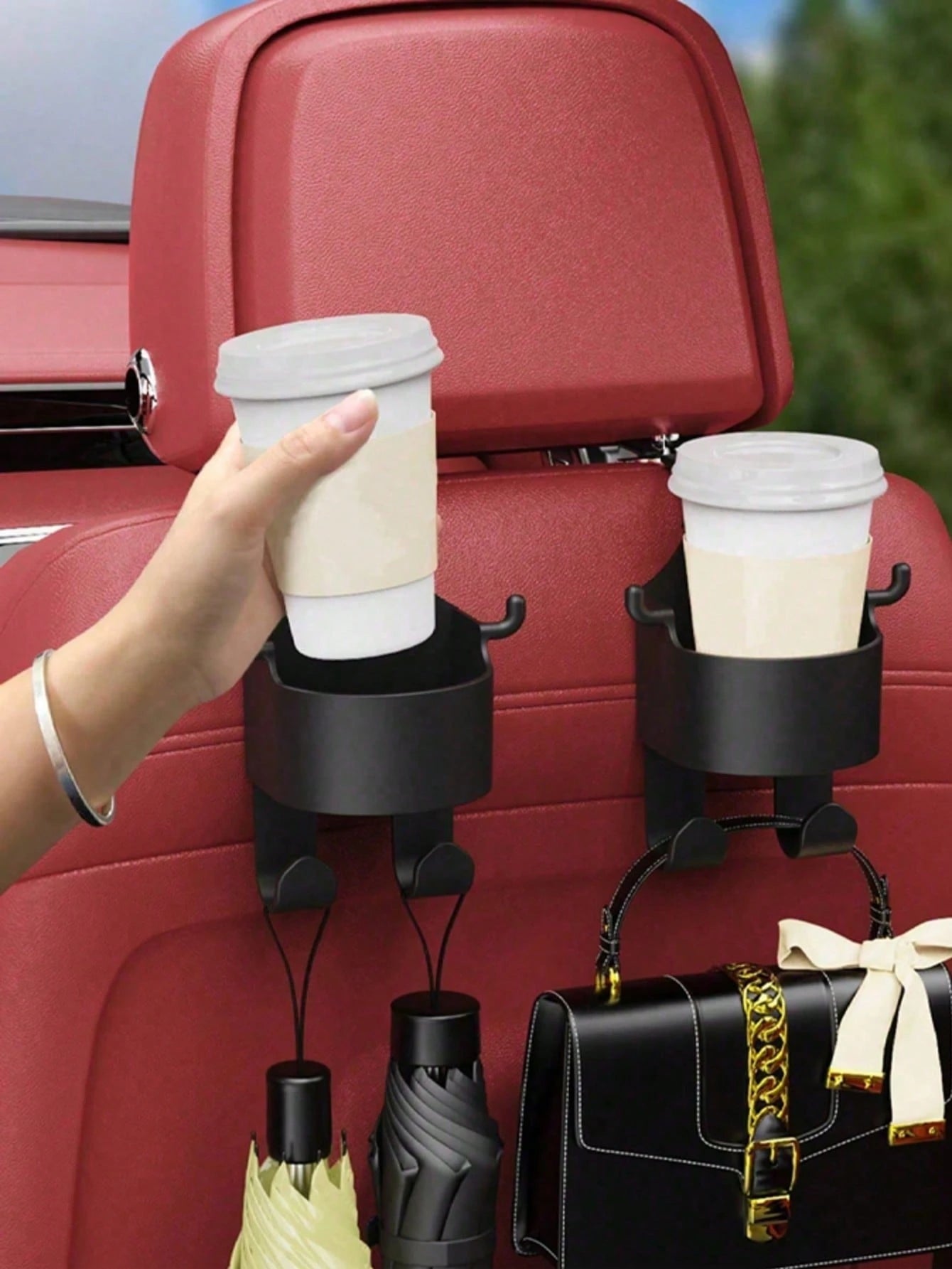 Adjustable Car Seat Back Hook, Phone Holder, Multi-Function Car Headrest Hook- Suitable For Phones, Wallets, Bags, Keys- Handheld Smart Phone Holder For Fixing Backseat Items. Car Accessories/Car St