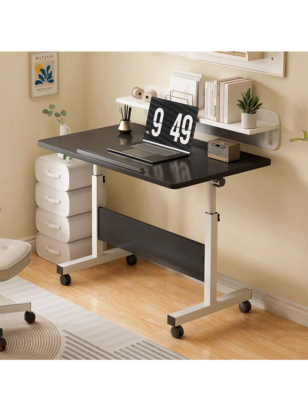 Adjustable Height Standing Desk, Foldable Standing Desk Mobile Stand Up Desk With Wheels Small Rolling Laptop Stand Portable Computer Workstations For Small Spaces And Home Offices