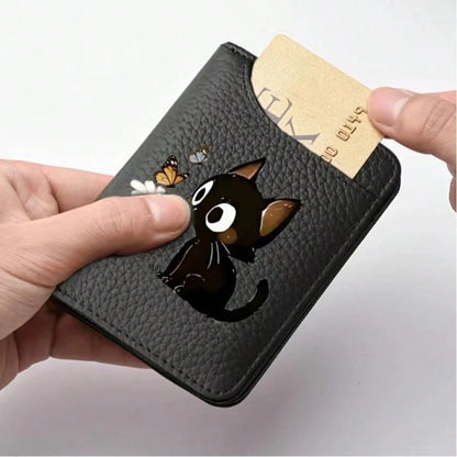 Adorable Kitten Floral Graphic Unisex Light Thin Card Bag With Two Fold Buckle Creditcardwallet Small Wallet PortableBankCardMother's Gift Lady's Gift
