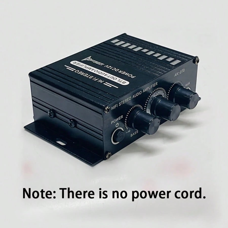 AK270 Car MP3 Mini 2-Channel Stereo 12V Amplifier Audio Amplifier Home Theater Audio System High Definition Audio Amplifier (Excluding Power Cord) Is Suitable For Car/Home Audio System.