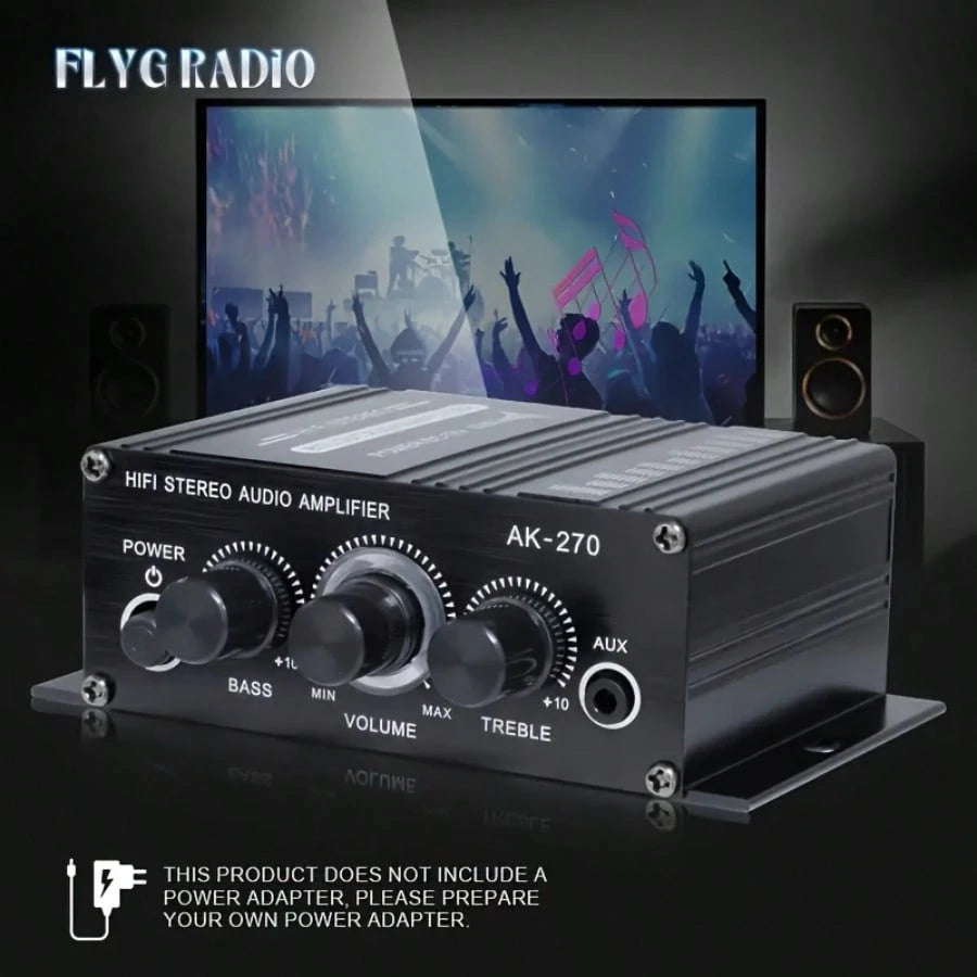 AK270 Car MP3 Mini 2-Channel Stereo 12V Amplifier Audio Amplifier Home Theater Audio System High Definition Audio Amplifier (Excluding Power Cord) Is Suitable For Car/Home Audio System.