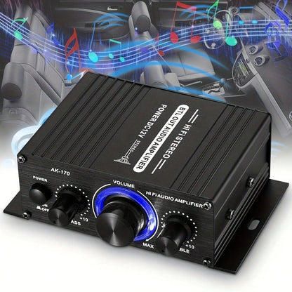 AK270 Car MP3 Mini 2-Channel Stereo 12V Amplifier Audio Amplifier Home Theater Audio System High Definition Audio Amplifier (Excluding Power Cord) Is Suitable For Car/Home Audio System.