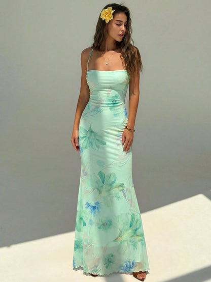Aloruh Women's Floral Print Dress With Slit Hem, Suitable For Vacation,Summer Dresses For Women