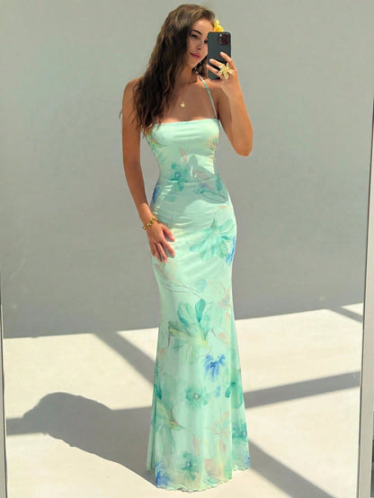 Aloruh Women's Floral Print Dress With Slit Hem, Suitable For Vacation,Summer Dresses For Women