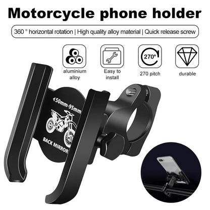 Aluminum Alloy Bicycle Phone Holder, 360° Rotatable Shockproof Phone Mount, Universal For Electric Bike Bicycle Motorcycle Scooter