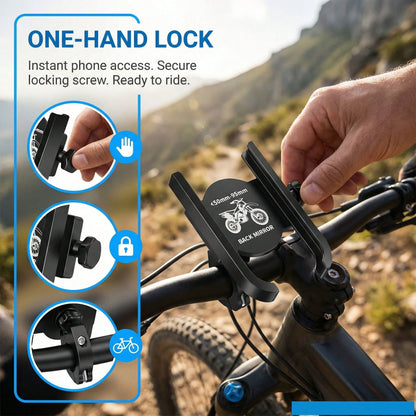 Aluminum Alloy Bicycle Phone Holder, 360° Rotatable Shockproof Phone Mount, Universal For Electric Bike Bicycle Motorcycle Scooter