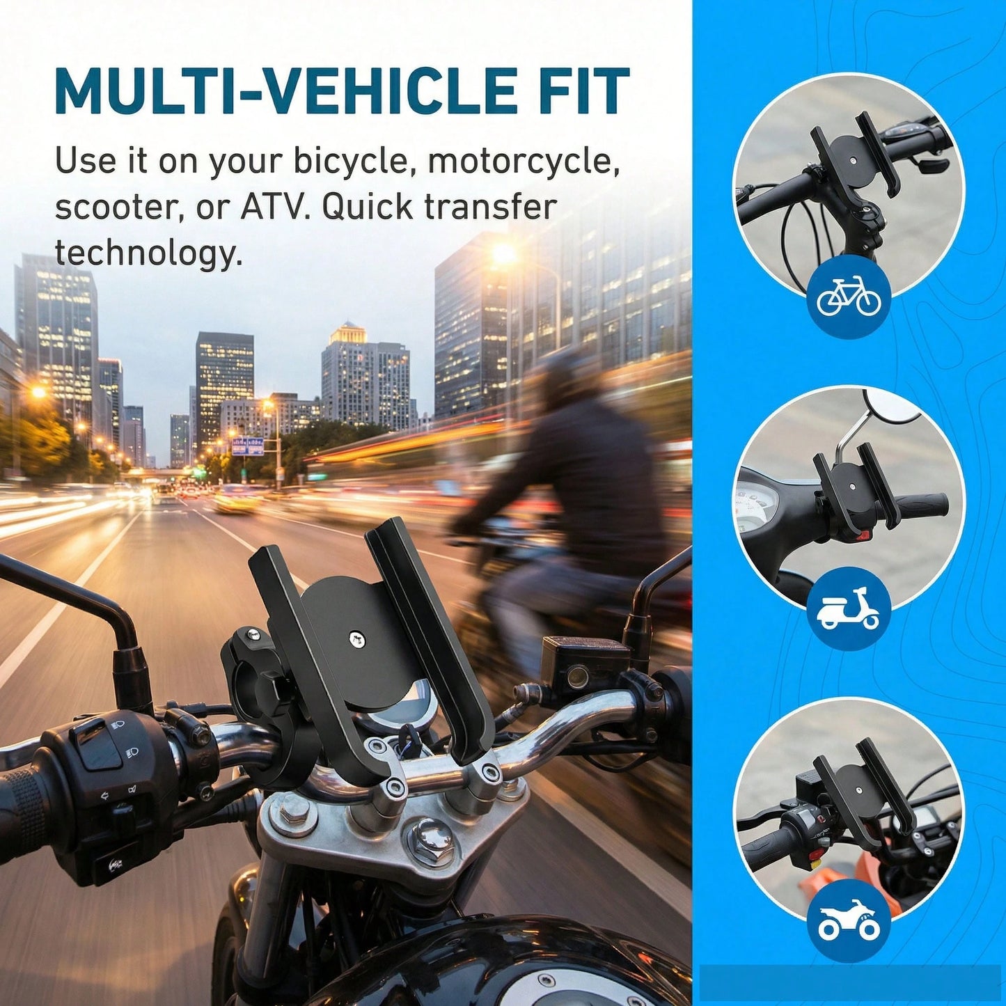 Aluminum Alloy Bicycle Phone Holder, 360° Rotatable Shockproof Phone Mount, Universal For Electric Bike Bicycle Motorcycle Scooter