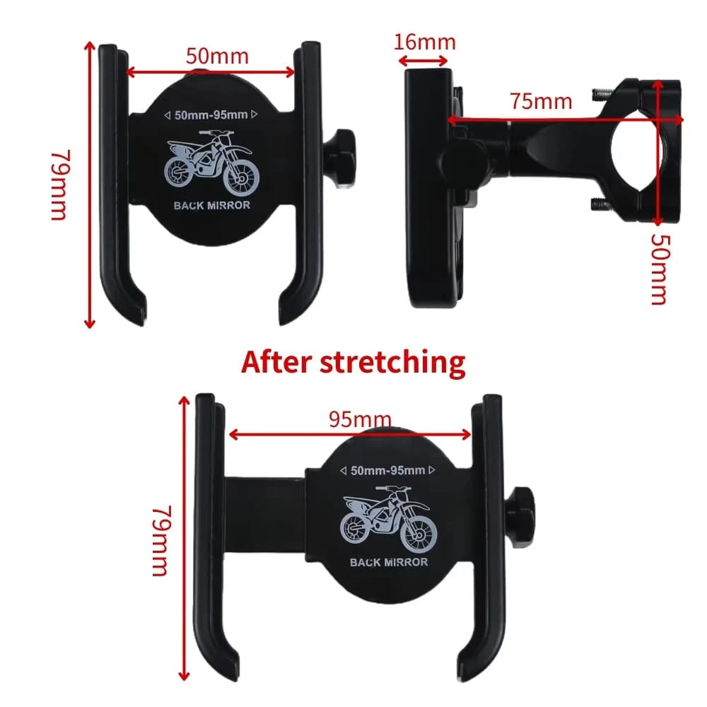 Aluminum Alloy Bicycle Phone Holder, 360° Rotatable Shockproof Phone Mount, Universal For Electric Bike Bicycle Motorcycle Scooter