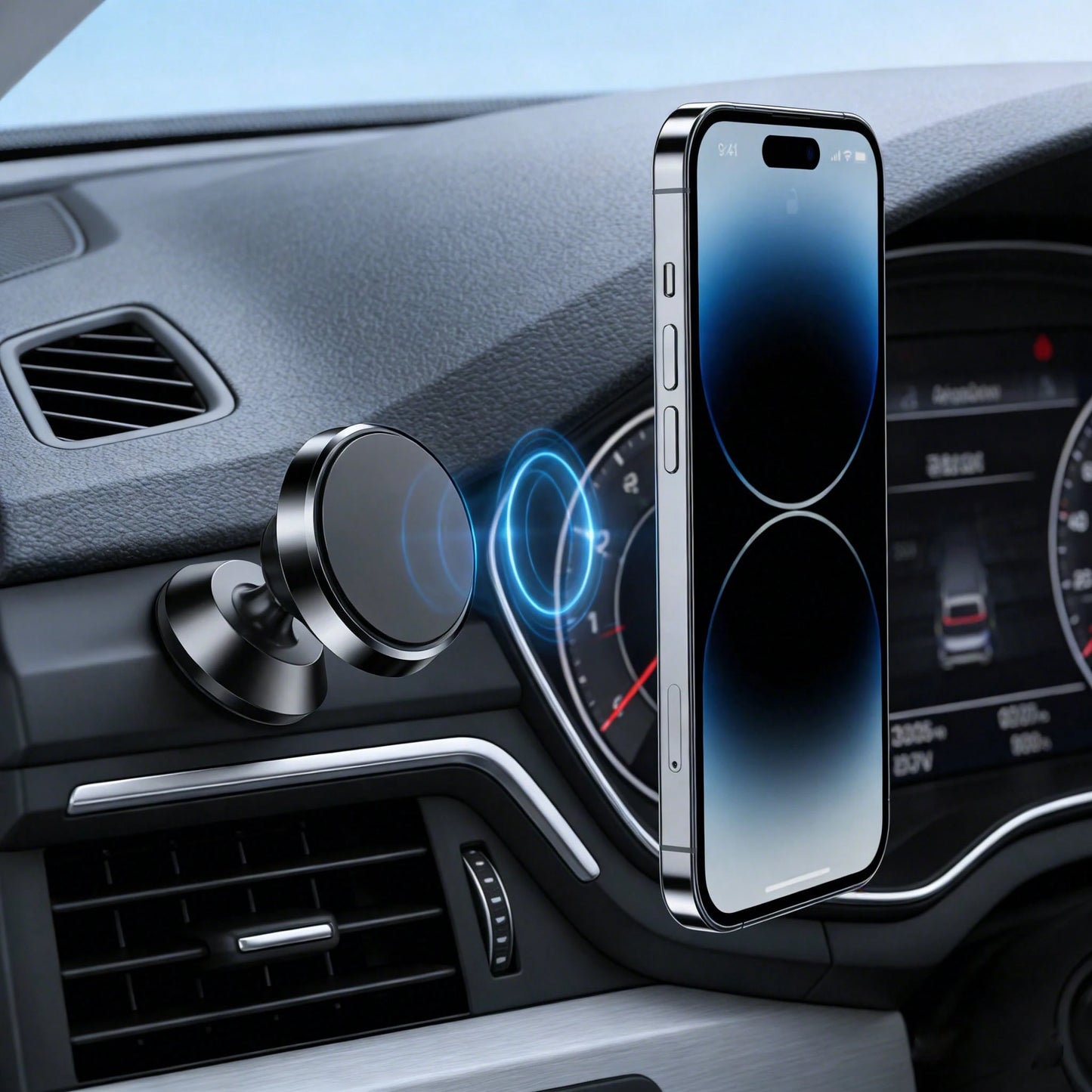 Aluminum Alloy Magnetic Car Phone Holder, Strong Magnetic Dashboard Phone Mount, Stable Phone Stand For Car Navigation