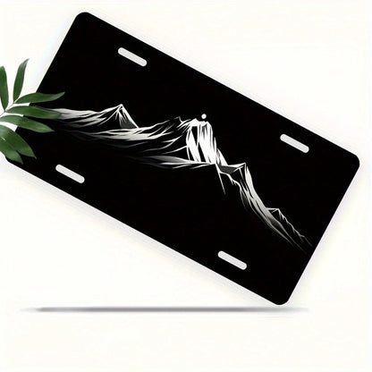 Aluminum License Plate Frame With Night Mountain View Design- Universal Fit, Polished Surface, 30.48cm X 15.24cm, Decorative And Durable, Durable Aluminum Frame| Modern Decoration| Polished Surface