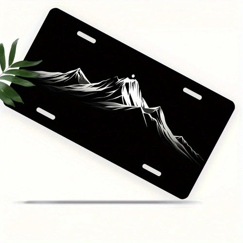 Aluminum License Plate Frame With Night Mountain View Design- Universal Fit, Polished Surface, 30.48cm X 15.24cm, Decorative And Durable, Durable Aluminum Frame| Modern Decoration| Polished Surface
