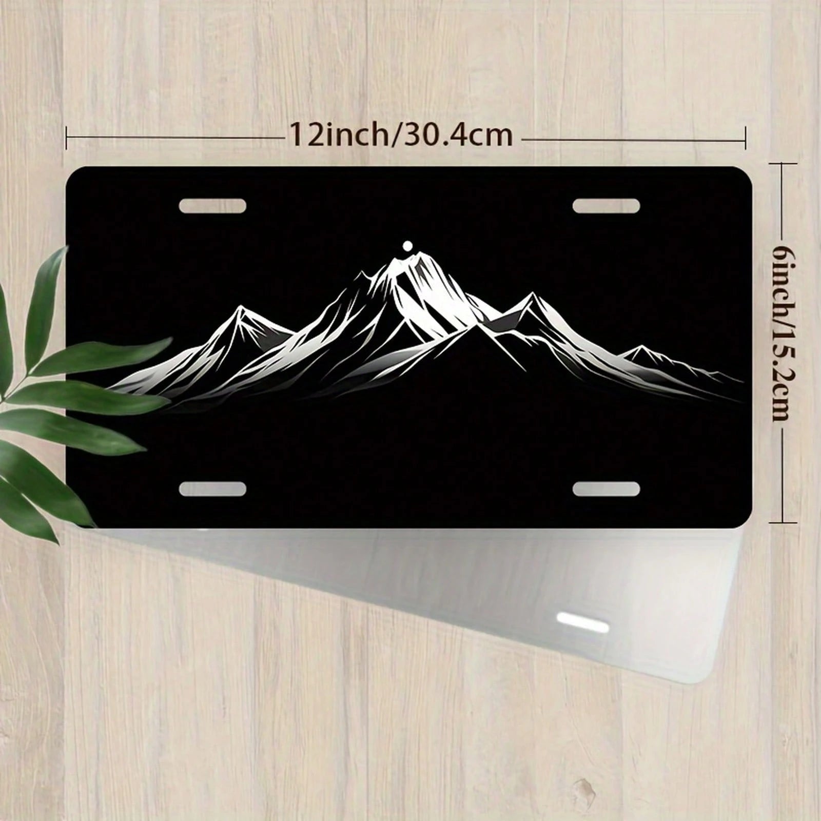 Aluminum License Plate Frame With Night Mountain View Design- Universal Fit, Polished Surface, 30.48cm X 15.24cm, Decorative And Durable, Durable Aluminum Frame| Modern Decoration| Polished Surface