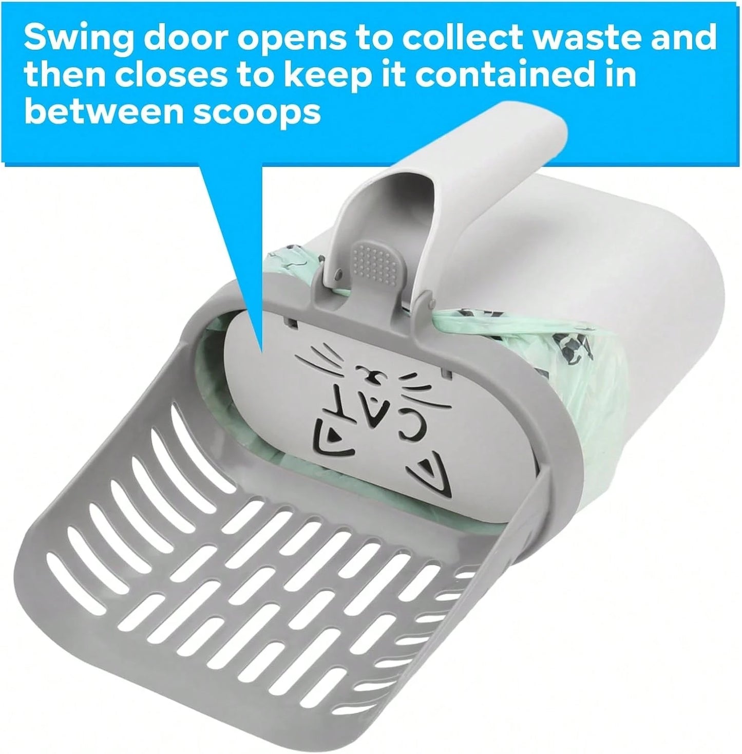 An Upgraded Large-Capacity Cat Litter Scoop With Stand And 1 Spare Bag-Durable, Portable Scoop Body With Spill-Proof Design For Hygienic Storage-Ideal For Multi-Cat Households, Travel, Or Home Use; Se