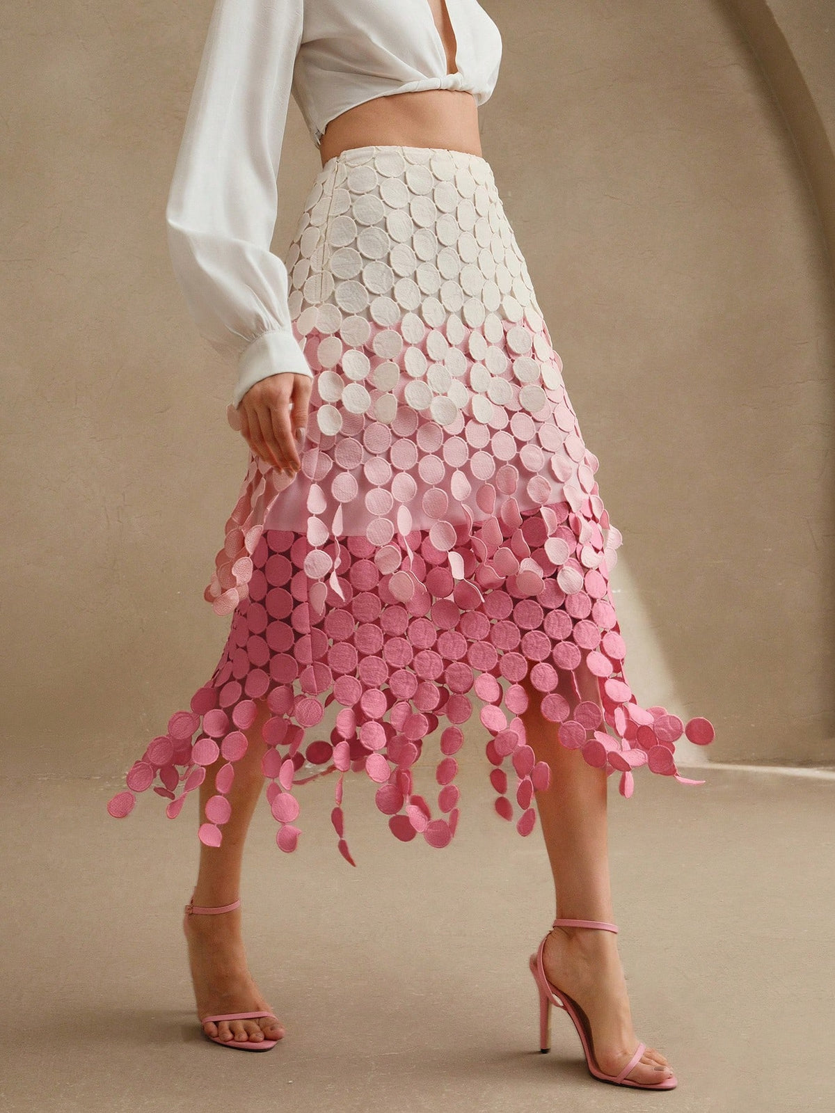 Anewsta Elegant Hollow Out Embroidery Tassel High Waist Flowy Skirt, Summer Festival Party Skirt For Women