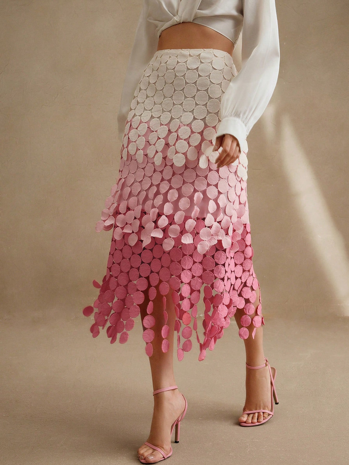Anewsta Elegant Hollow Out Embroidery Tassel High Waist Flowy Skirt, Summer Festival Party Skirt For Women