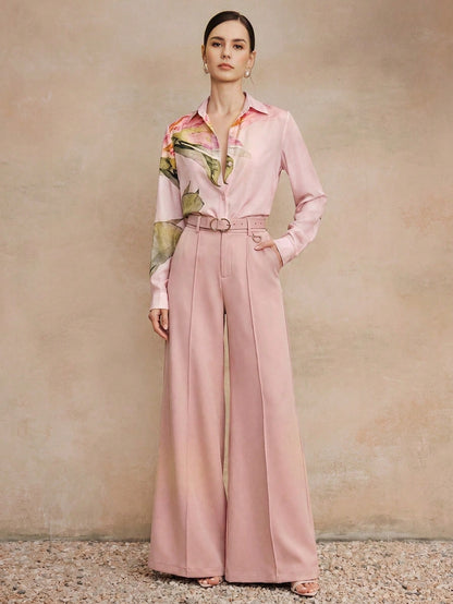 Anewsta New Arrival Spring/Summer Elegant Fashion Floral Print Chiffon Long Sleeve Blouse For Women, Suitable For Outing, Party, Holiday, Work