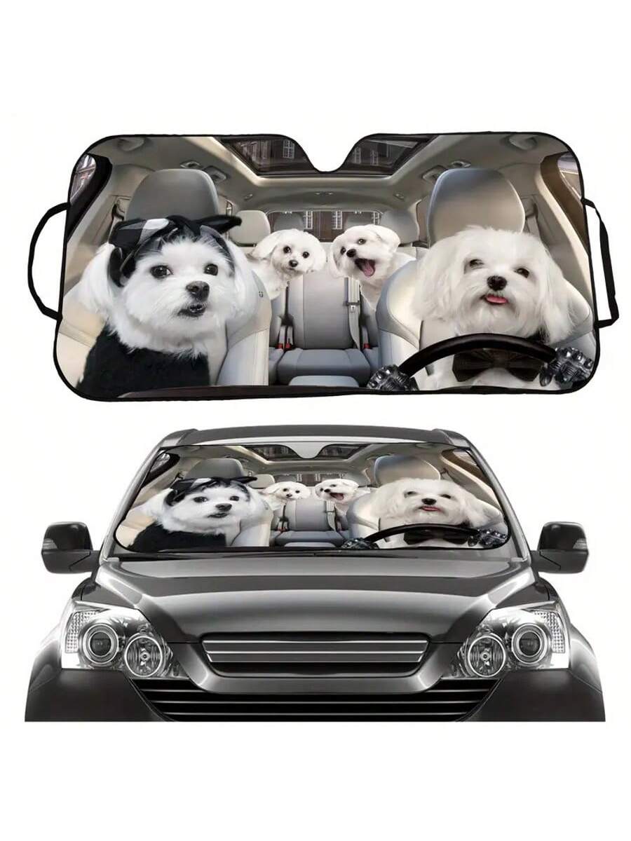 Animal Car Sunshade, Car Windshield Sun Protector, Golden Retriever Car Decoration, Windshield Sunshade, A Unique Windshield Decoration Designed For Dog Lovers, A Perfect Gift For Dad, Mom, Pet Owners