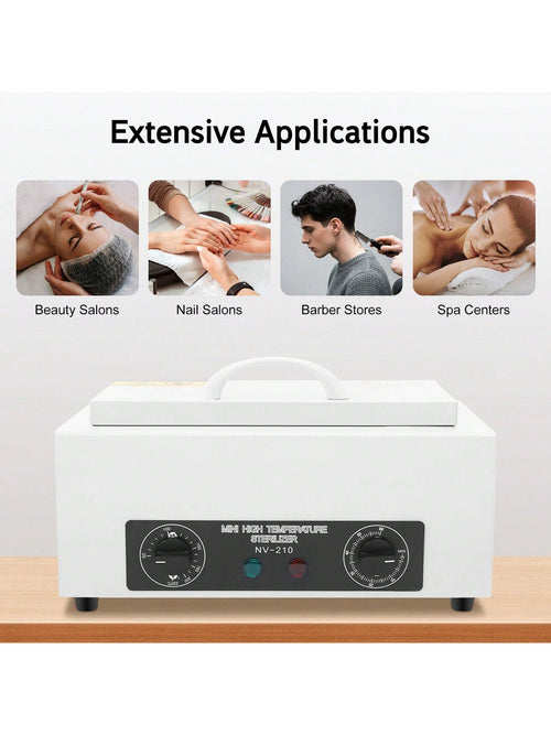 Aohuada 300W Heat Sterilizer 1.5L Mini Dry Heat Sterilizer Cabinet High Temperature Cleaning Box With Timer For Nail Spa Pedicure Hairdressing Metal Tools