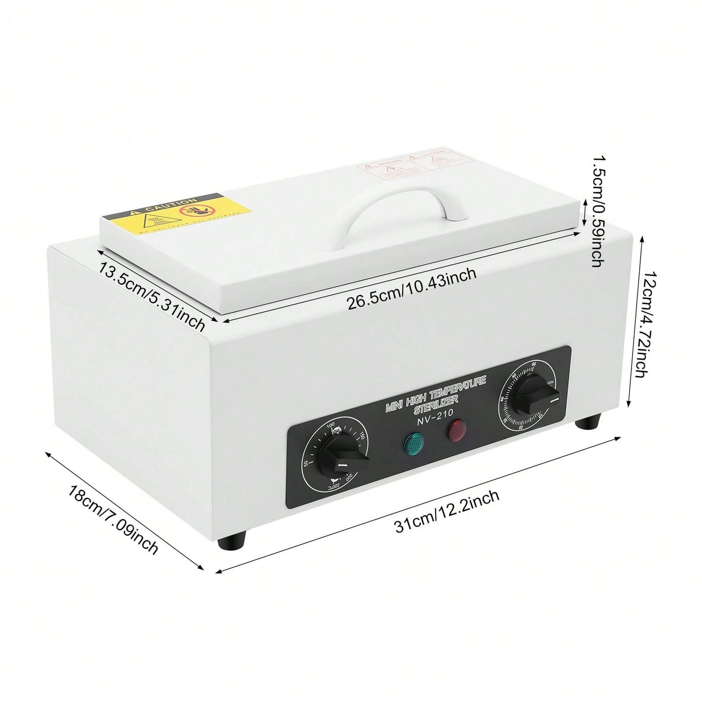 Aohuada 300W Heat Sterilizer 1.5L Mini Dry Heat Sterilizer Cabinet High Temperature Cleaning Box With Timer For Nail Spa Pedicure Hairdressing Metal Tools