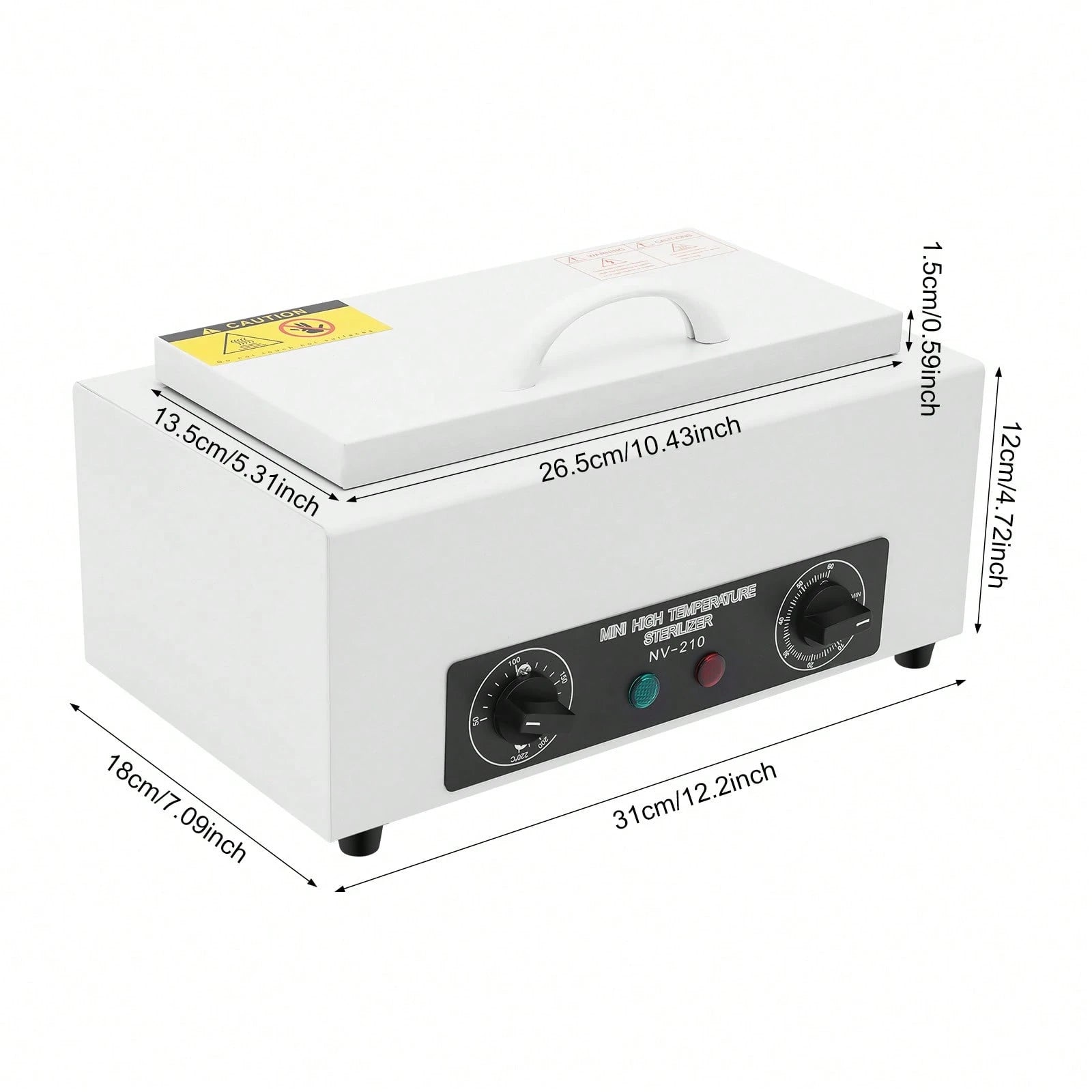 Aohuada 300W Heat Sterilizer 1.5L Mini Dry Heat Sterilizer Cabinet High Temperature Cleaning Box With Timer For Nail Spa Pedicure Hairdressing Metal Tools
