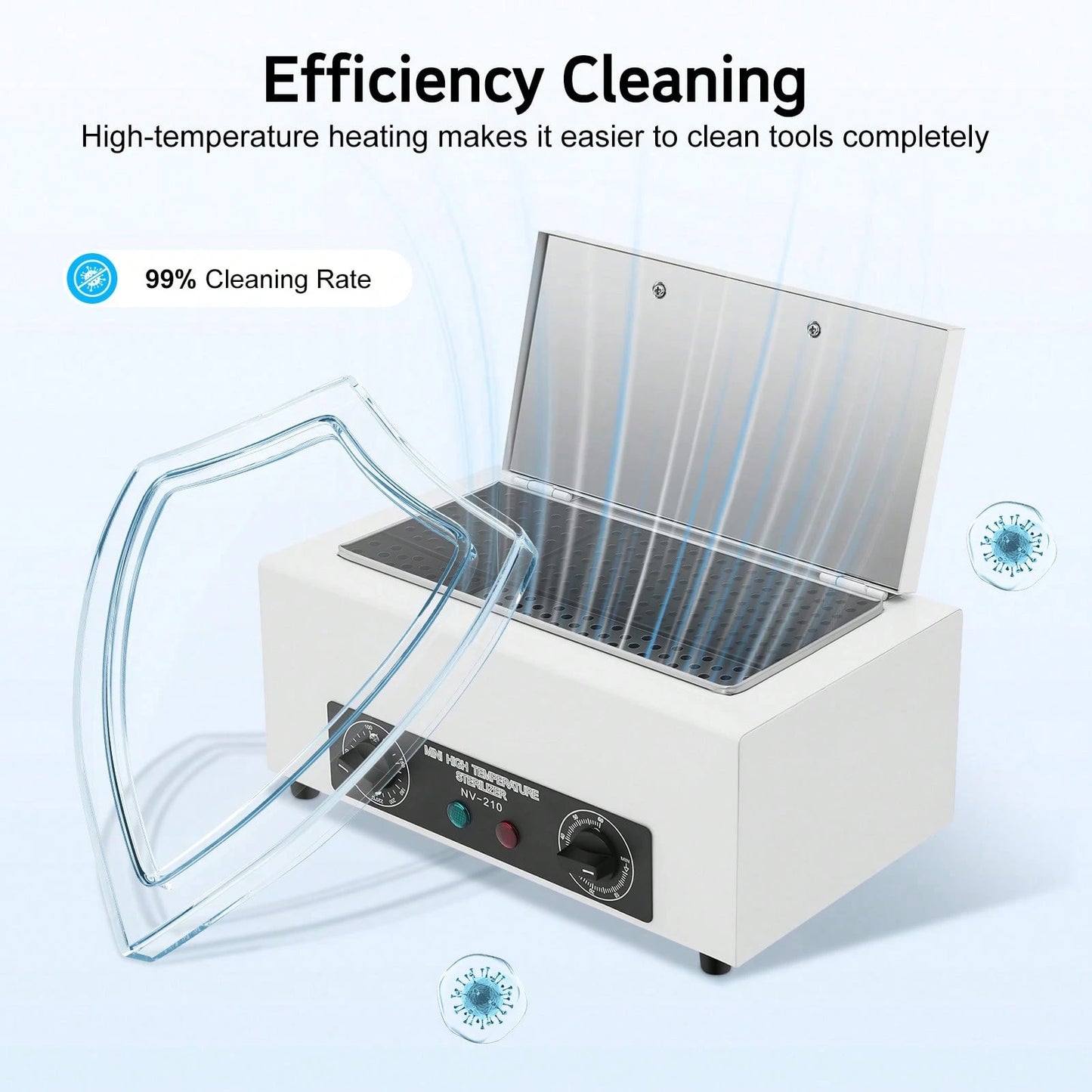 Aohuada 300W Heat Sterilizer 1.5L Mini Dry Heat Sterilizer Cabinet High Temperature Cleaning Box With Timer For Nail Spa Pedicure Hairdressing Metal Tools