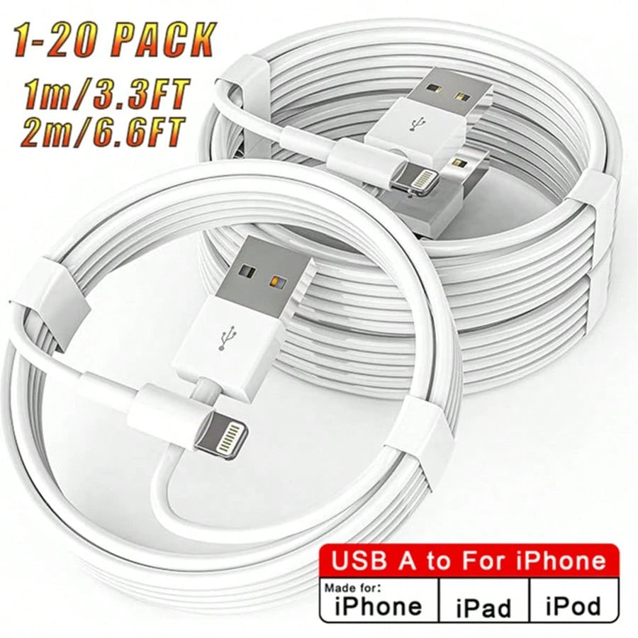 Apple Charging Cable, Apple Lightning To USB Cable, 2.4A Fast Charging Apple Phone Long Charging, Suitable For Apple 14/13/12/11/11Pro/11Max/X/XS/XR/XS Max/8/7/6/5S/SE (3.3 Ft, 6.6 Ft)