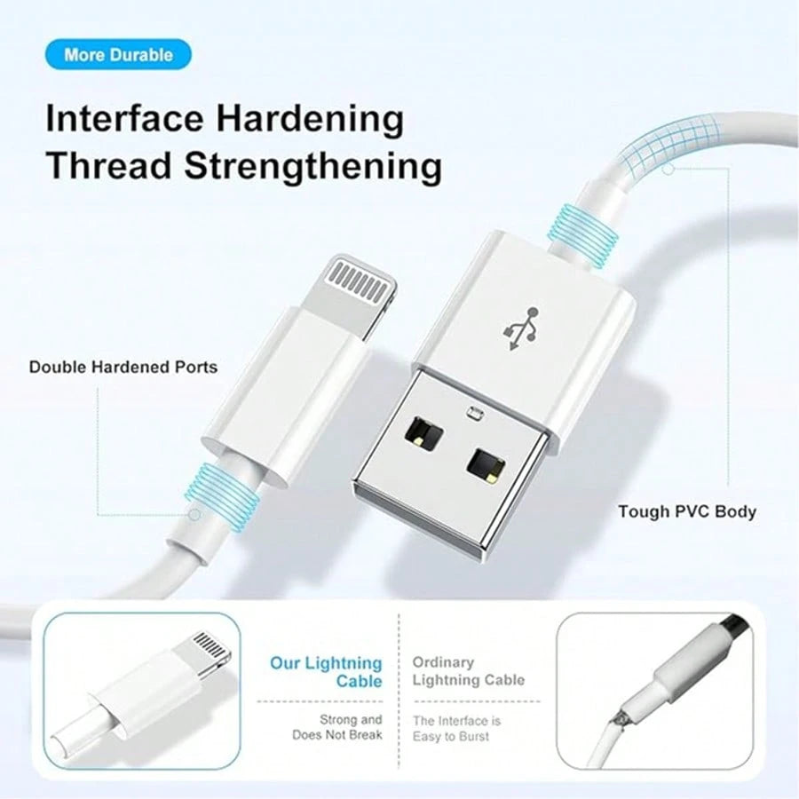 Apple Charging Cable, Apple Lightning To USB Cable, 2.4A Fast Charging Apple Phone Long Charging, Suitable For Apple 14/13/12/11/11Pro/11Max/X/XS/XR/XS Max/8/7/6/5S/SE (3.3 Ft, 6.6 Ft)