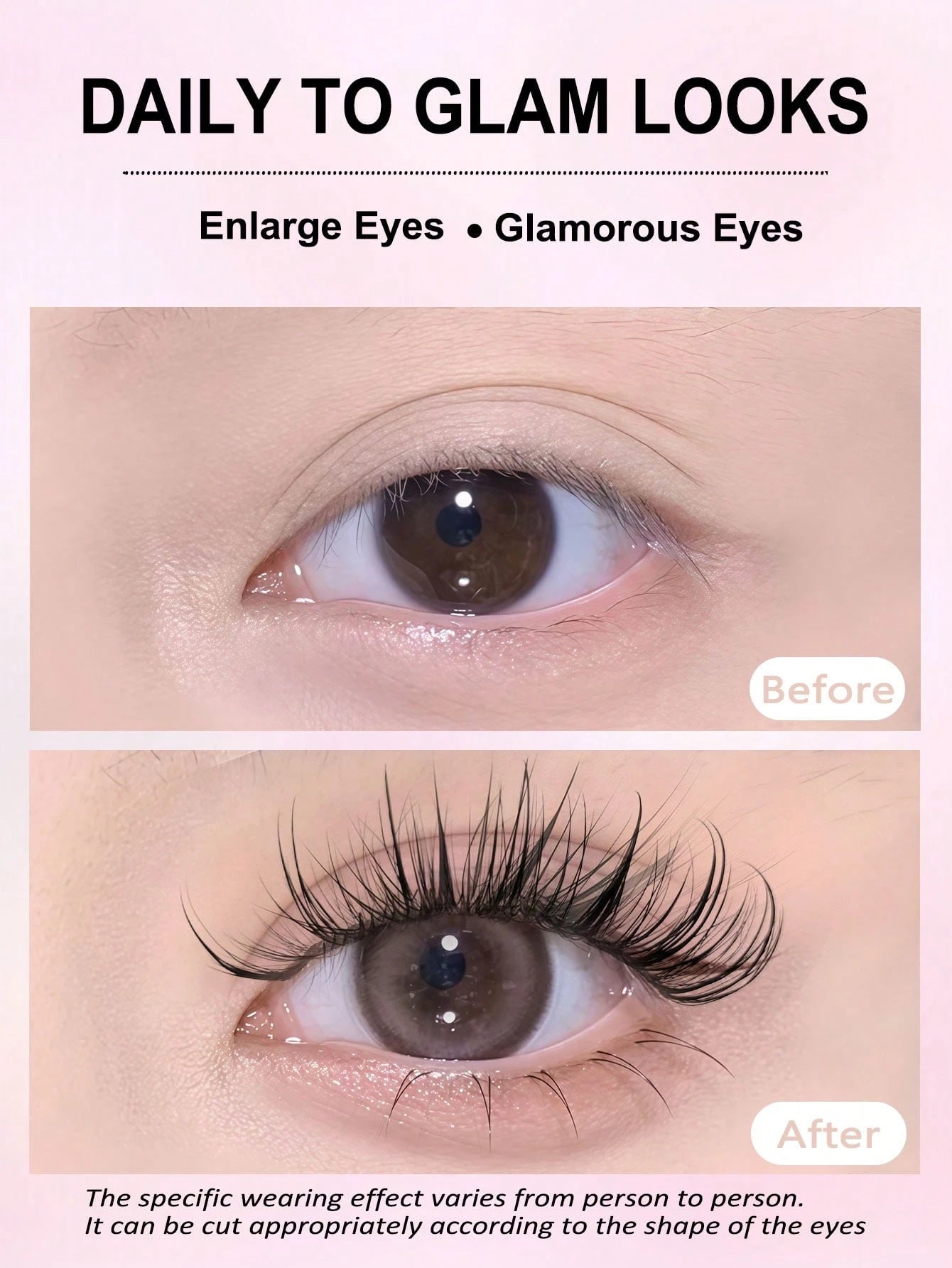 Asiteo 7 Pairs 20mm Cartoon Slim Natural Wet Effect Faux Mink Eyelashes, Transparent Band, Y2K Style 3D Fluffy Long Cat Eye Natural Exaggerated Eyelash Extension Set Makeup Tool