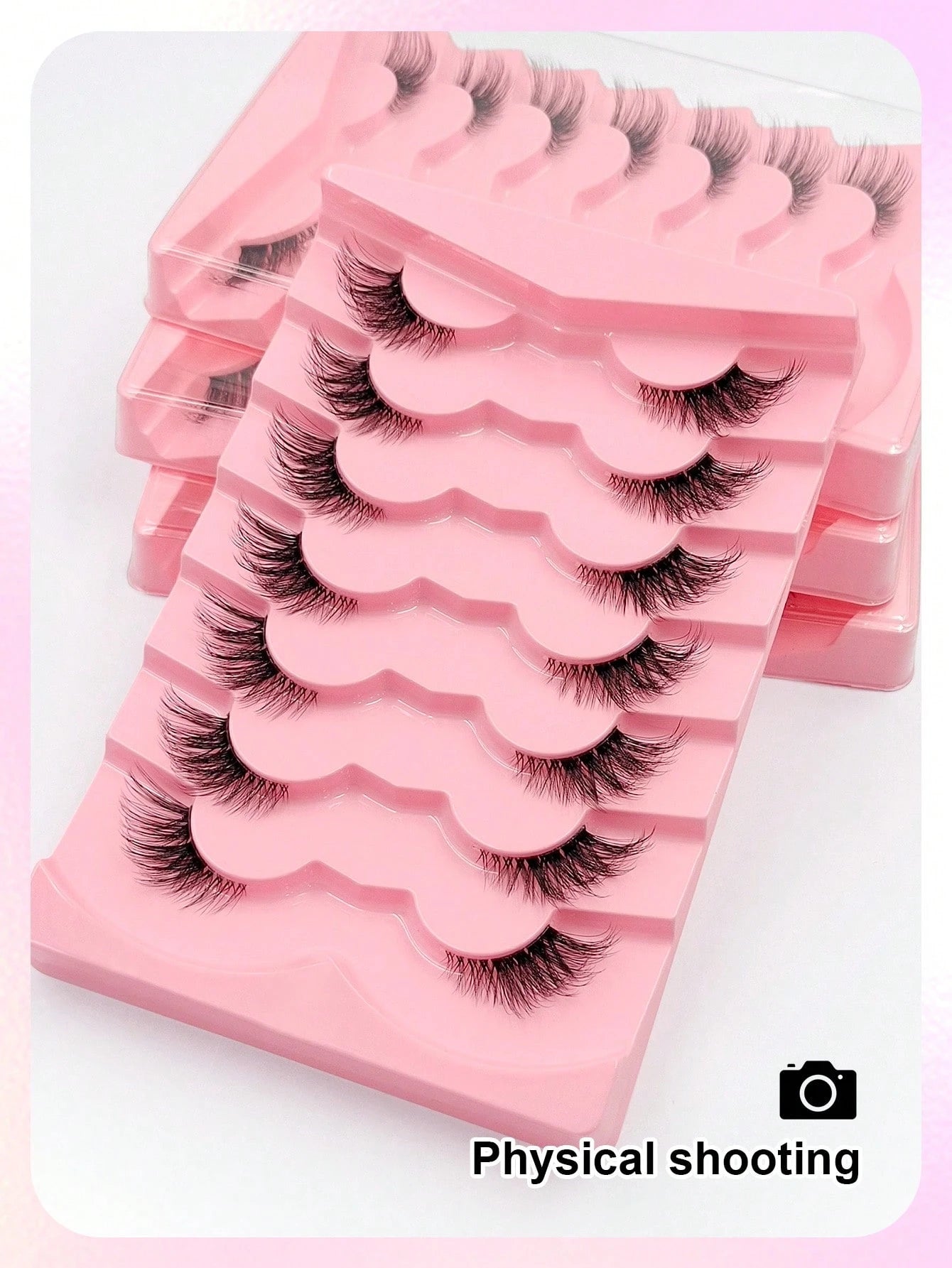 Asiteo 7 Pairs Half-Strip False Eyelashes, Transparent Band With Cat Eye Tail Extension, & Delicate Faux Mink Lashes, Fluffy & Soft, For Makeup Look, Aesthetic