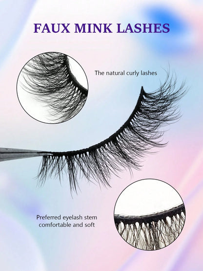 Asiteo 7 Pairs Natural Long Cat Eye Lashes Extension Soft Wispy Volume  Full Strip Faux Mink Lashes Strip Lashes, Lashes, Eyelashes, Fake Lashes