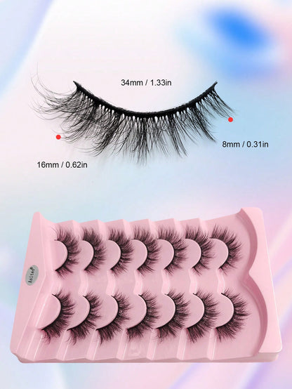 Asiteo 7 Pairs Natural Long Cat Eye Lashes Extension Soft Wispy Volume  Full Strip Faux Mink Lashes Strip Lashes, Lashes, Eyelashes, Fake Lashes