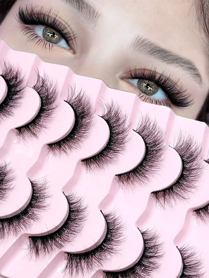 Asiteo 7 Pairs Natural Long Cat Eye Lashes Extension Soft Wispy Volume  Full Strip Faux Mink Lashes Strip Lashes, Lashes, Eyelashes, Fake Lashes
