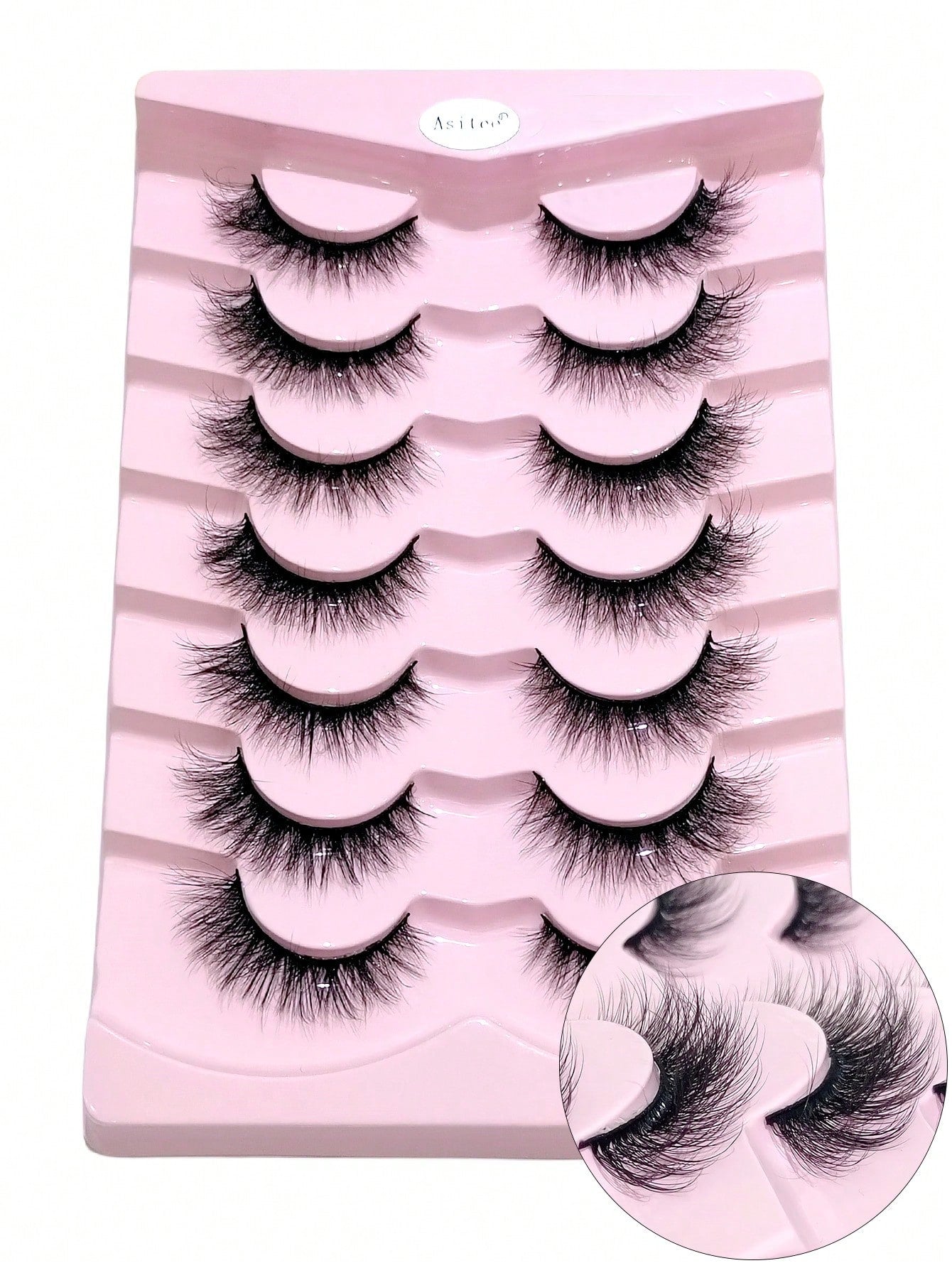Asiteo 7 Pairs Natural Long Cat Eye Lashes Extension Soft Wispy Volume  Full Strip Faux Mink Lashes Strip Lashes, Lashes, Eyelashes, Fake Lashes